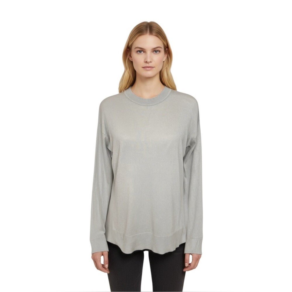 Theory Karenia Halo Silk Cotton Sweater Whale Grey Size Petite P Fits XS–S